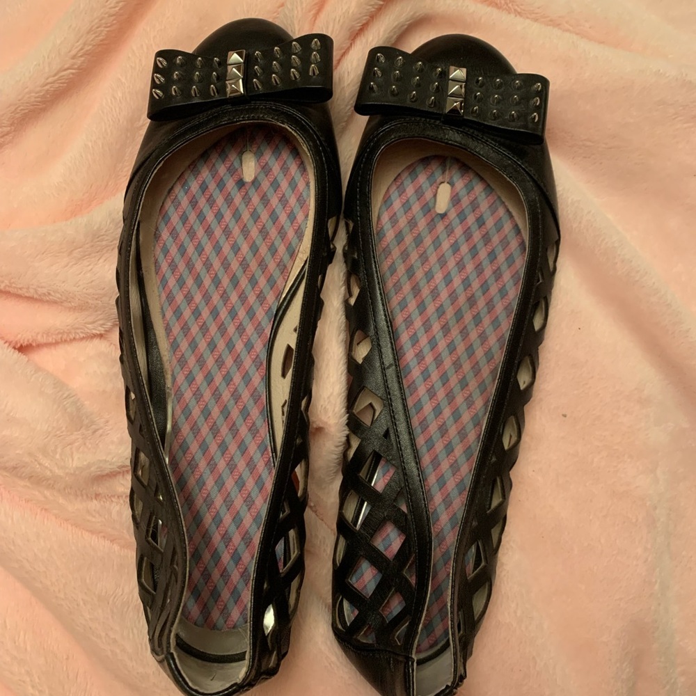 Michael Kors black lattice spike flats - Picture 4 of 5